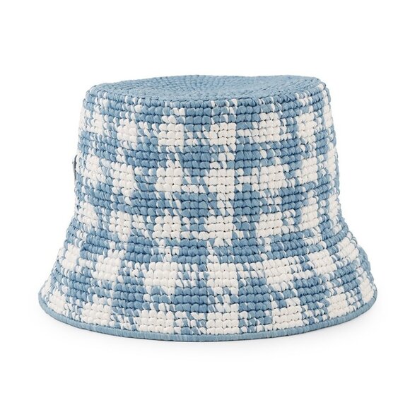 PRADA Crochet bucket hat Size S Viscose Rayon 100% White/Light Blue - Picture 4 of 14